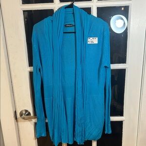 W92.    Papa Teal Open-Front Draped Cardigan